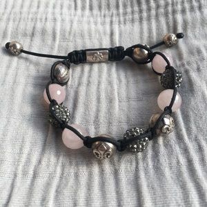 Nialaya adjustable Rose Quartz, Silver bracelet